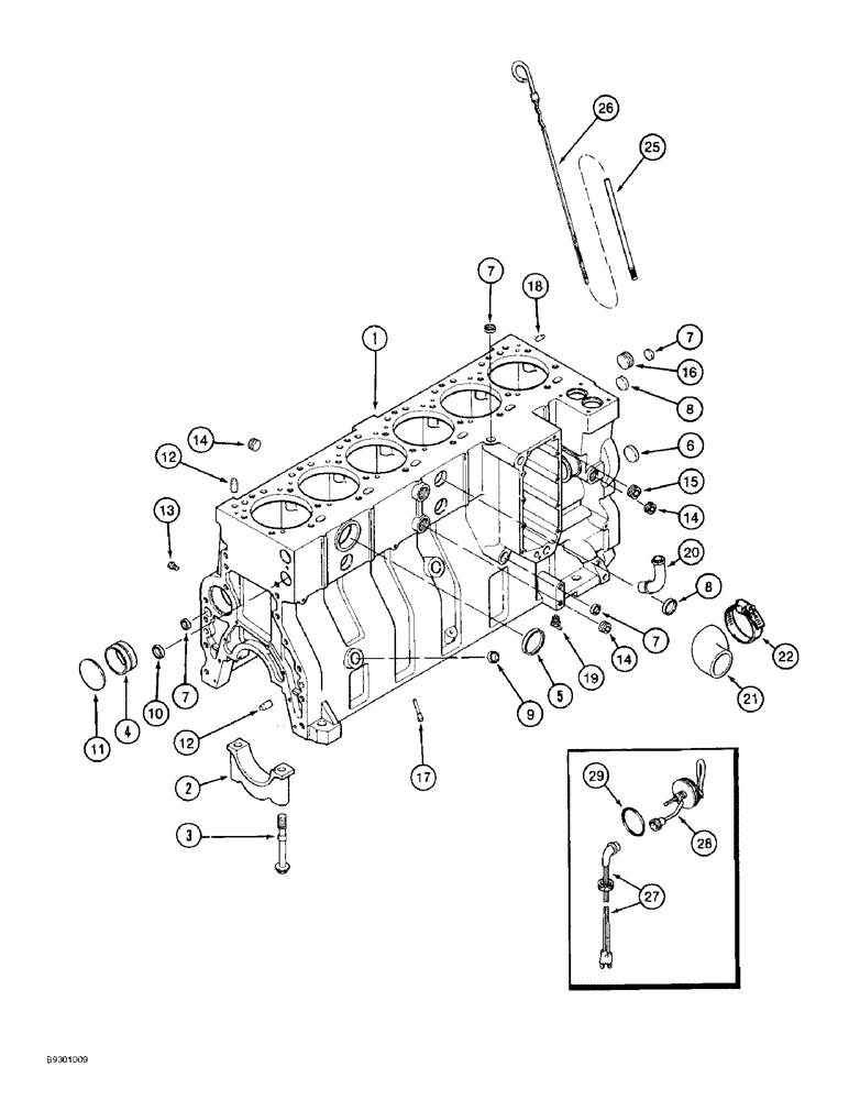 Схема запчастей Case 821B - (2-36) - CYLINDER BLOCK, 6T-830 ENGINE, PRIOR TO P.I.N. JEE0050601 (02) - ENGINE