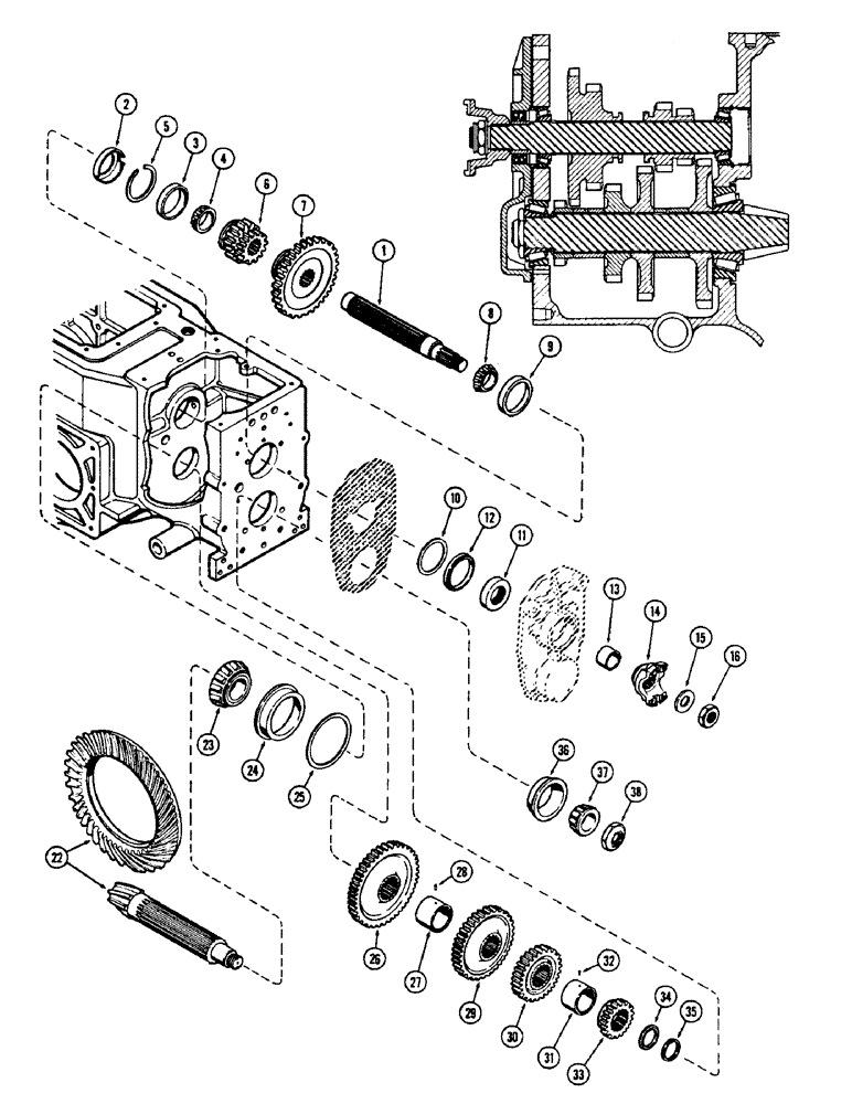 Схема запчастей Case W5A - (126) - MANUAL TRANSMISSION, MAINSHAFT (06) - POWER TRAIN