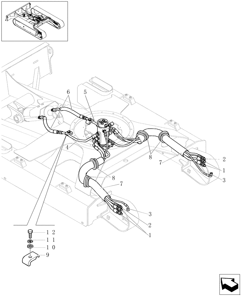Схема запчастей Case CX20B - (3.070[01]) - LOWER FRAME LINES (35) - HYDRAULIC SYSTEMS