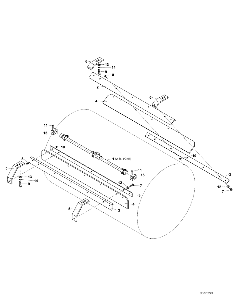 Схема запчастей Case DV202 - (12-56/2[01]) - DRUM SCRAPERS (GROUP 56/2) (09) - CHASSIS/ATTACHMENTS