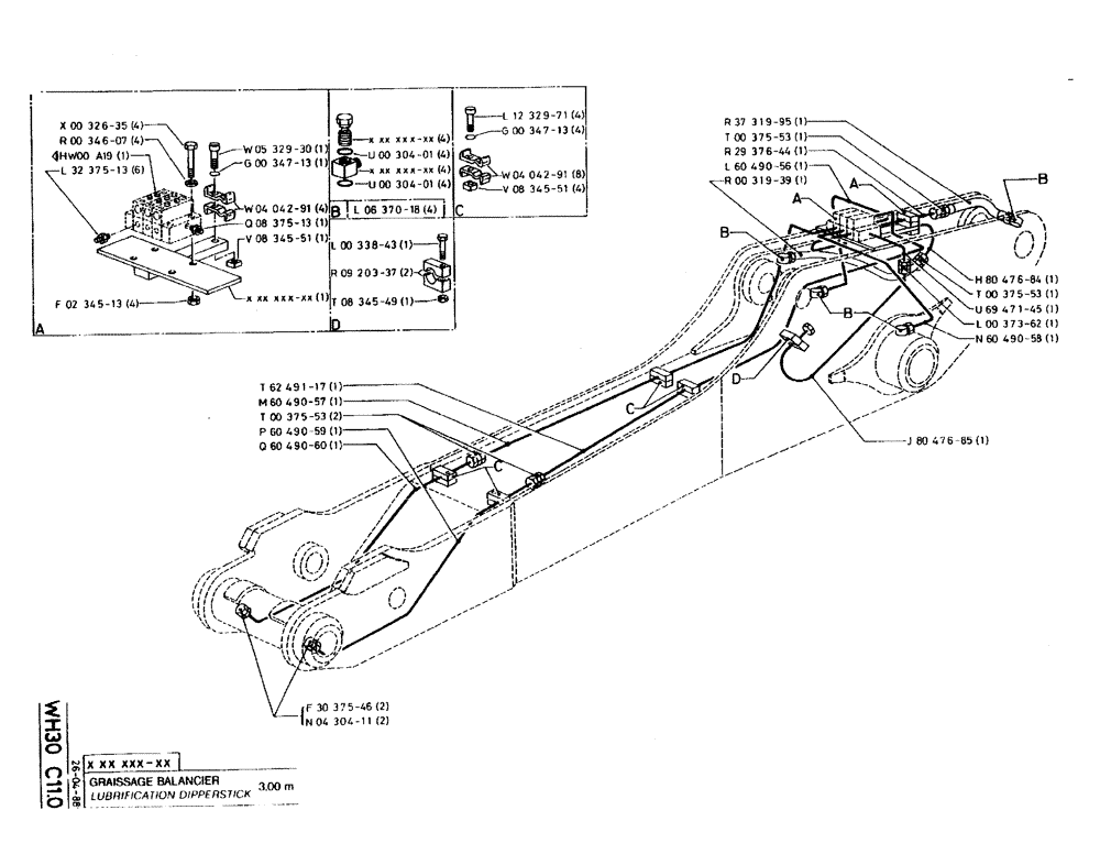 Схема запчастей Case 220B - (WH30 C11.0) - LUBRIFICATION DIPPERSTICK - 3,00 M (14) - DIPPERSTICKS
