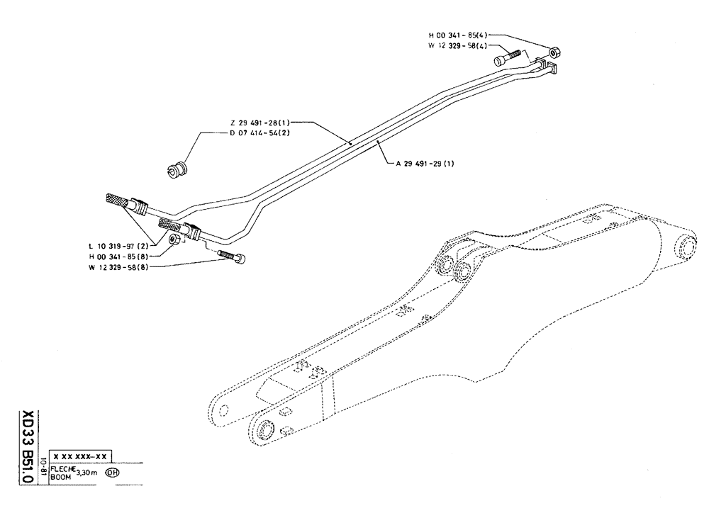 Схема запчастей Case 75C - (XD33 B51.0) - BOOM - 3,30 M, CLAMSHELL SWING UNIT - HYDRAULIC SWING (09) - BOOMS