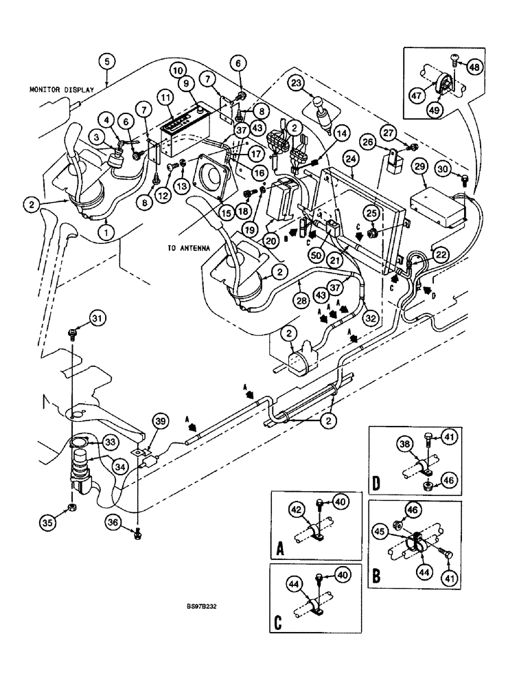 Схема запчастей Case 9045B - (4-22) - CAB ELECTRICAL SYSTEM, CONSOLE, CONTROLLER AND AUXILIARY CONTROL HARNESSES (04) - ELECTRICAL SYSTEMS