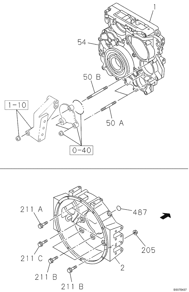 Схема запчастей Case CX160B - (02-19) - ENGINE FLYWHEEL HOUSING (02) - ENGINE