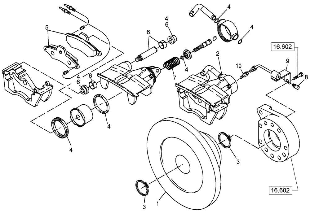 Схема запчастей Case 21D - (19.202[2988313000]) - PARKING BRAKE FRONT AXLE (33) - BRAKES & CONTROLS