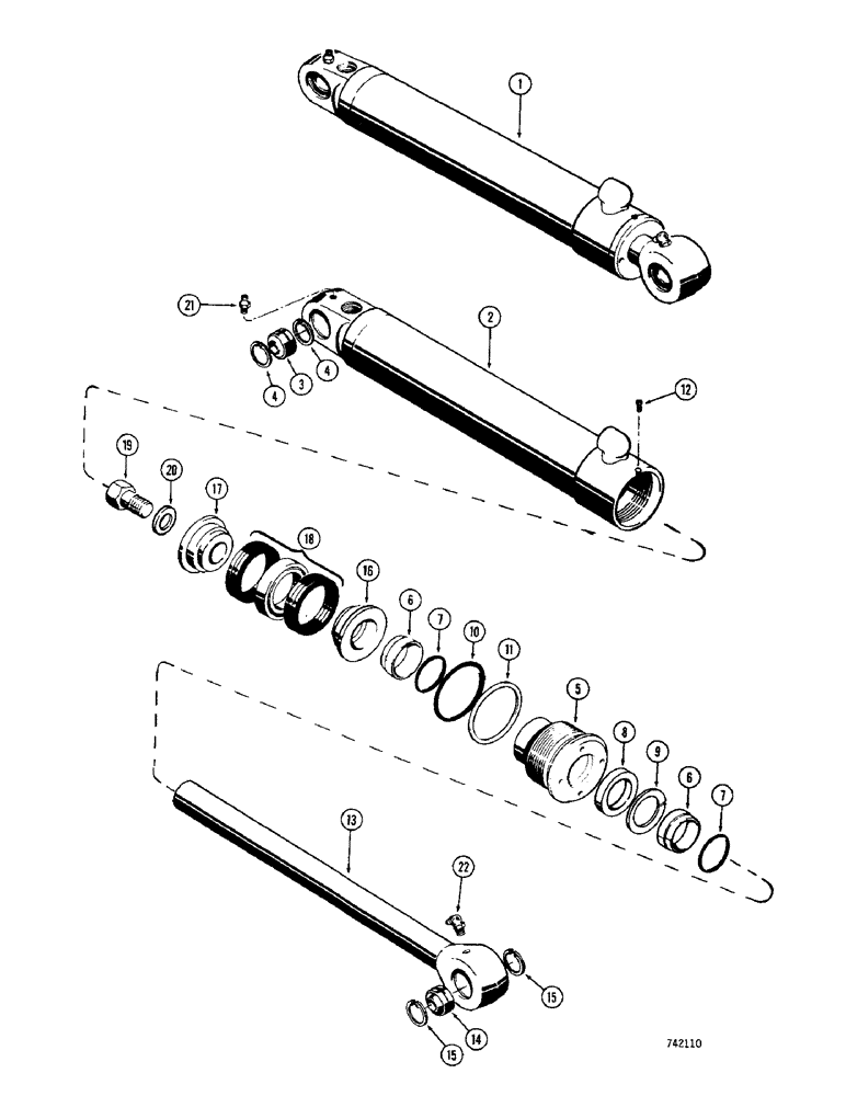 Схема запчастей Case 350 - (300) - D46626 ANGLE CYLINDER - ANGLE TILT DOZER, HAS SPLIT INNER AND OUTER ROD WIPERS (07) - HYDRAULIC SYSTEM