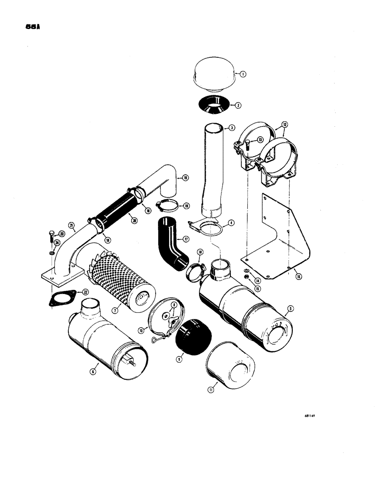 Схема запчастей Case 450 - (055A) - DRY TYPE AIR CLEANER (01) - ENGINE