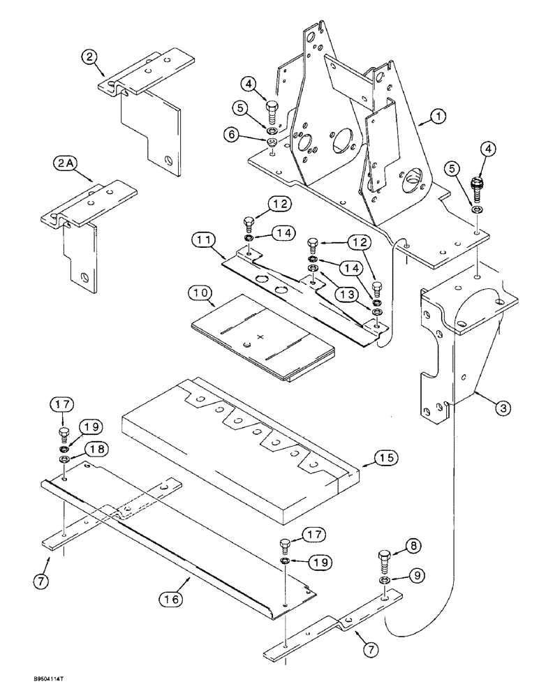 Схема запчастей Case 580L - (9-019A) - BACKHOE CONTROL TOWER SUPPORT AND SEALS (09) - CHASSIS/ATTACHMENTS