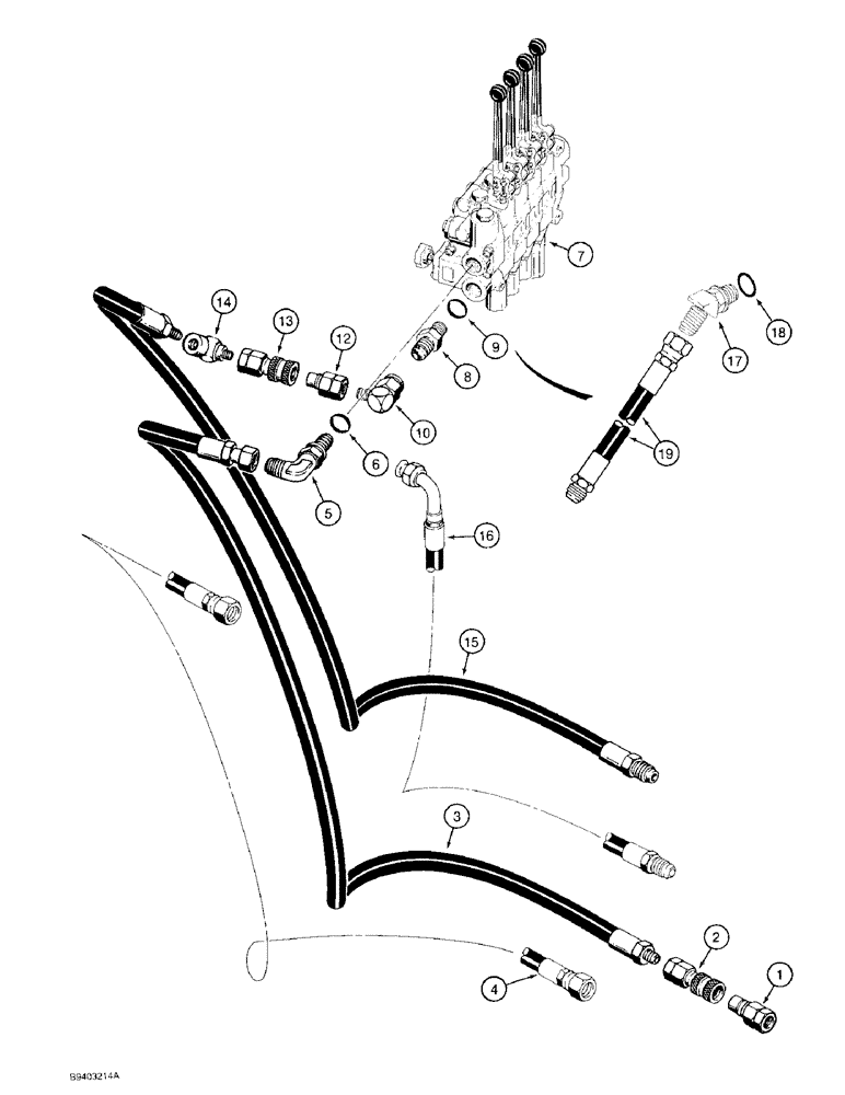 Схема запчастей Case 480F LL - (8-048) - THREE-POINT HITCH VALVE HYDRAULIC CIRCUIT (08) - HYDRAULICS