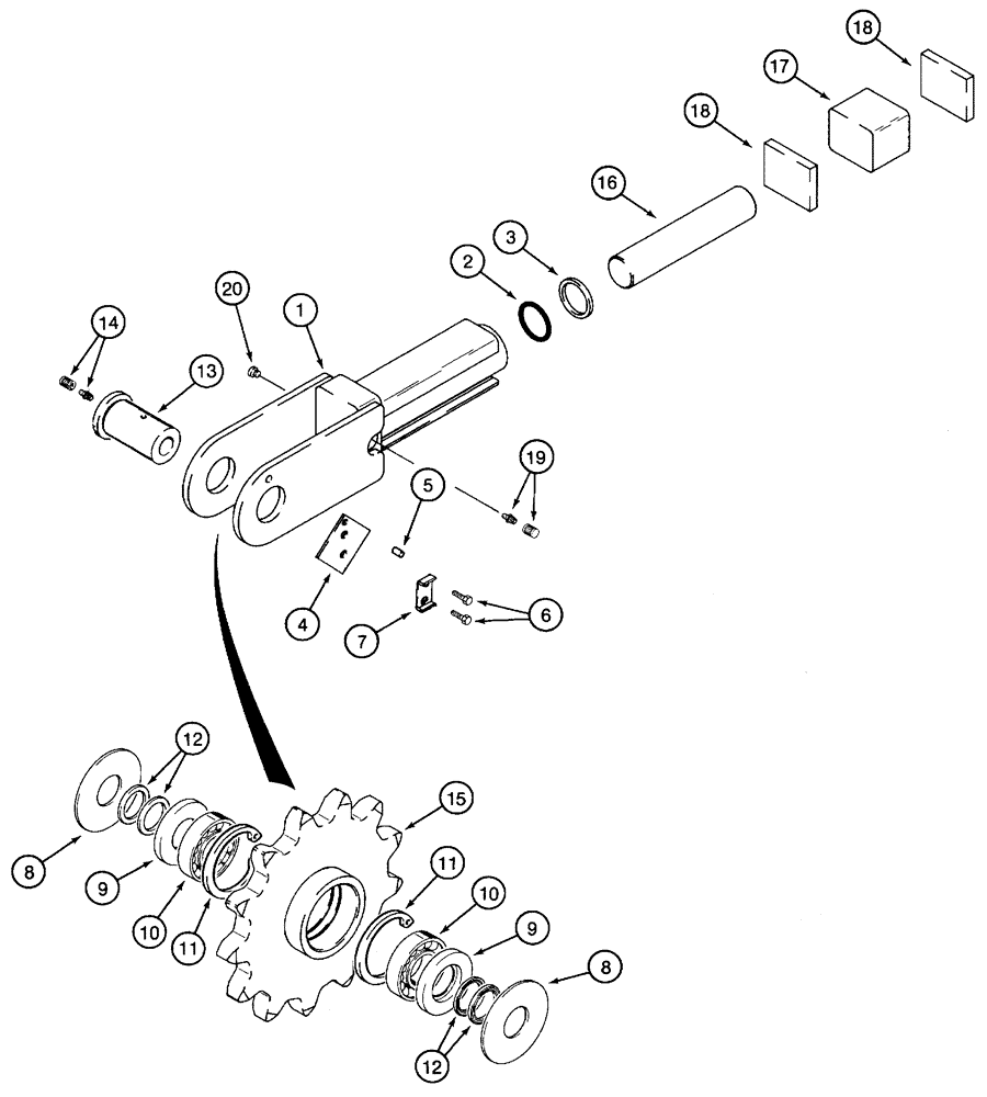 Схема запчастей Case 460 - (9-53A) - TRENCHER BOOM END AND SPROCKET, EARLY PRODUCTION, STANDARD BOOM (09) - CHASSIS/ATTACHMENTS