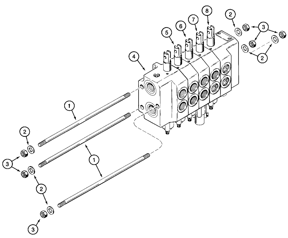 Схема запчастей Case 460 - (8-020) - ATTACHMENT CONTROL VALVE ASSEMBLY, H674409 (08) - HYDRAULICS