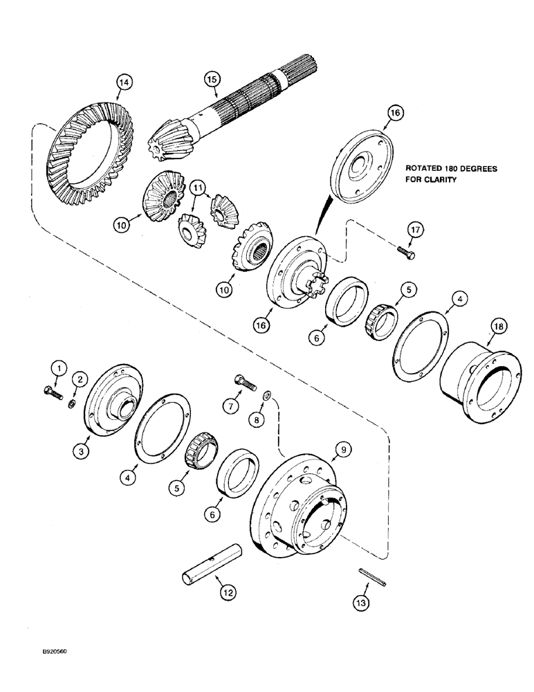 Схема запчастей Case 590 - (6-58) - TRANSAXLE ASSY., TRANSAXLE DIFFERENTIAL, PRIOR TO TRANSAXLE SN JKA0202074 (06) - POWER TRAIN