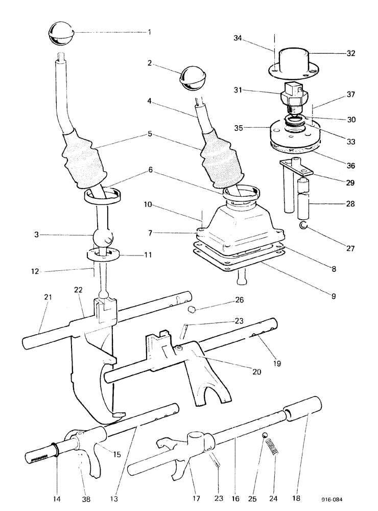 Схема запчастей Case 580F - (080) - GEAR SELECTOR MECHANISM (27) - REAR AXLE SYSTEM