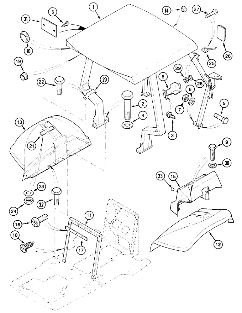 Схема запчастей Case 580SK - (9-180) - ROPS CANOPY AND MOUNTING (09) - CHASSIS/ATTACHMENTS