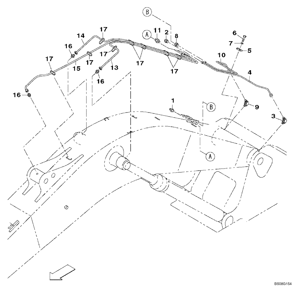 Схема запчастей Case CX470B - (09-45) - LUBRICATION CIRCUIT - BOOM (09) - CHASSIS