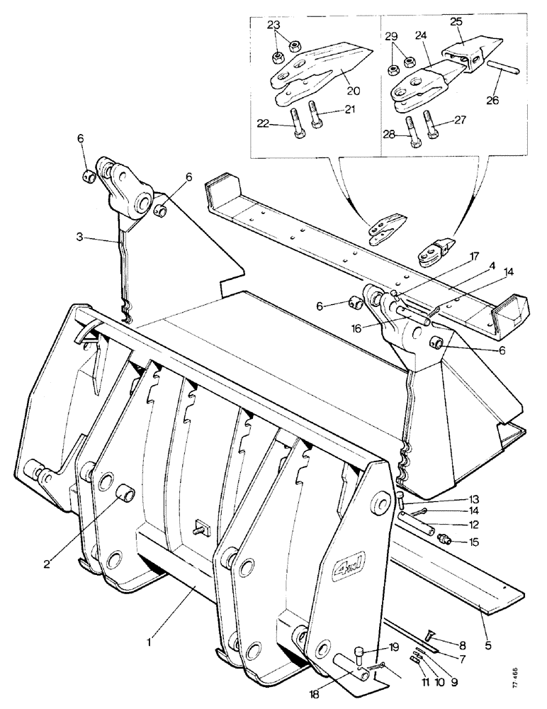 Схема запчастей Case 850 - (J03-1) - 4-IN-1 BUCKET (05) - UPPERSTRUCTURE CHASSIS