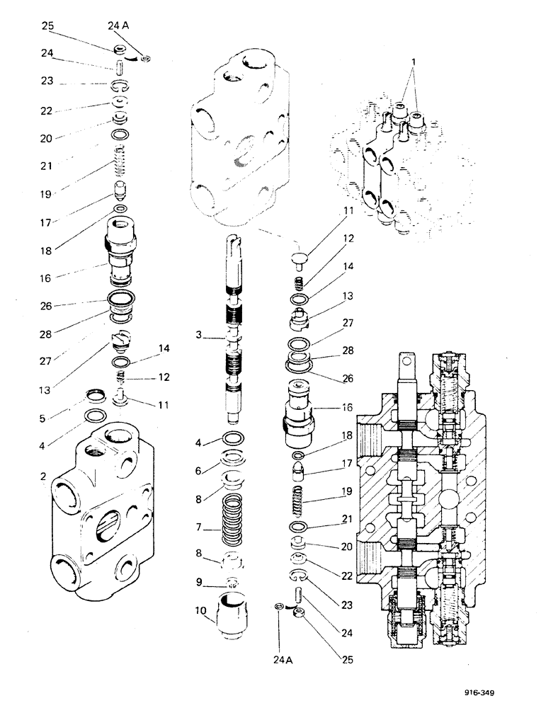 Схема запчастей Case 580F - (238) - VALVES DIPPER AND BUCKET (35) - HYDRAULIC SYSTEMS