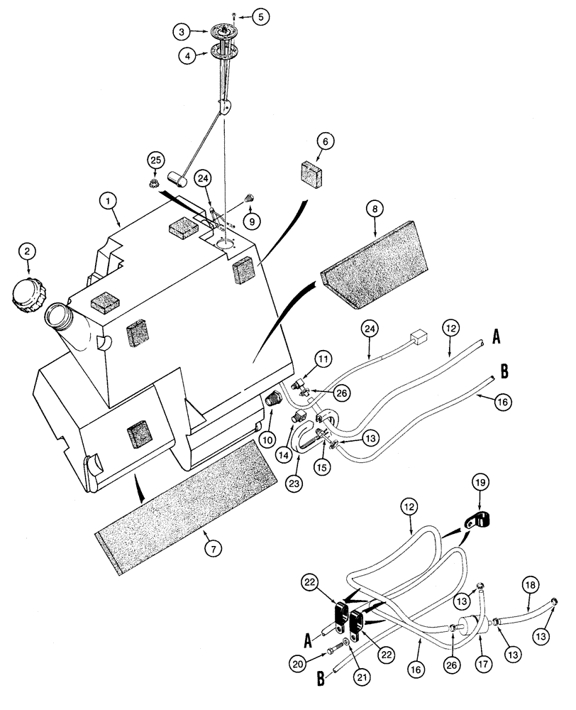 Схема запчастей Case 460 - (3-02) - FUEL TANK AND LINES (03) - FUEL SYSTEM