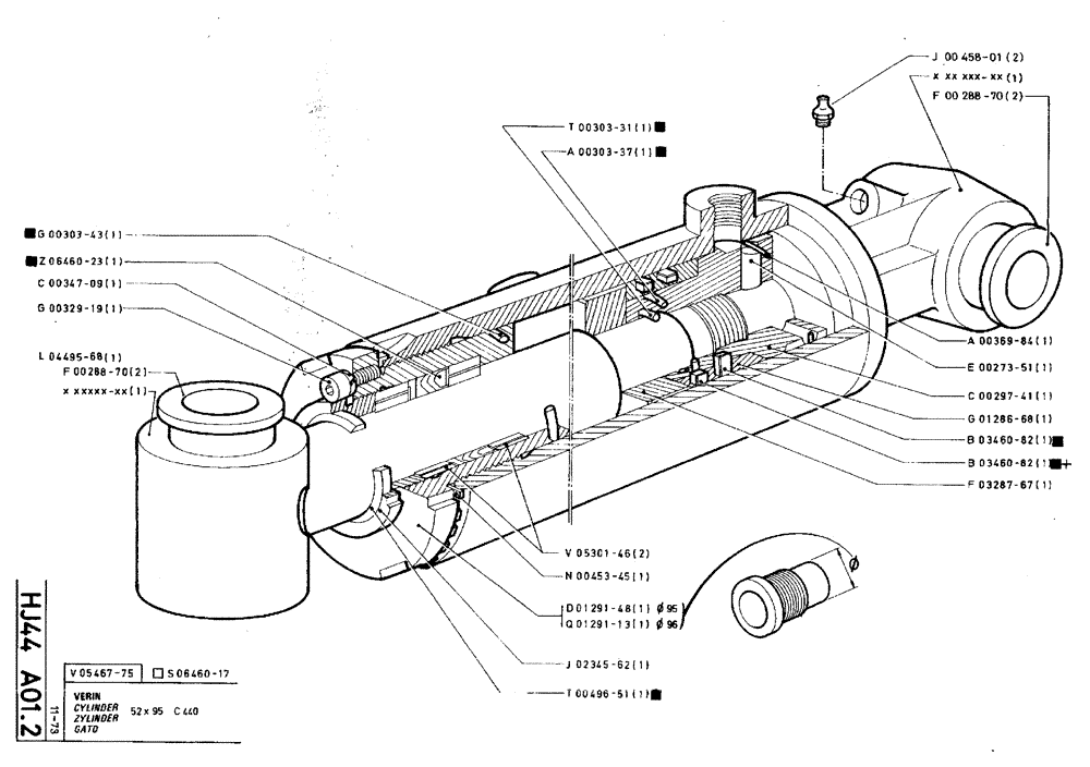 Схема запчастей Case TY45 - (HJ44 A01.2) - CYLINDER - 52 X 95 C440 (07) - HYDRAULIC SYSTEM