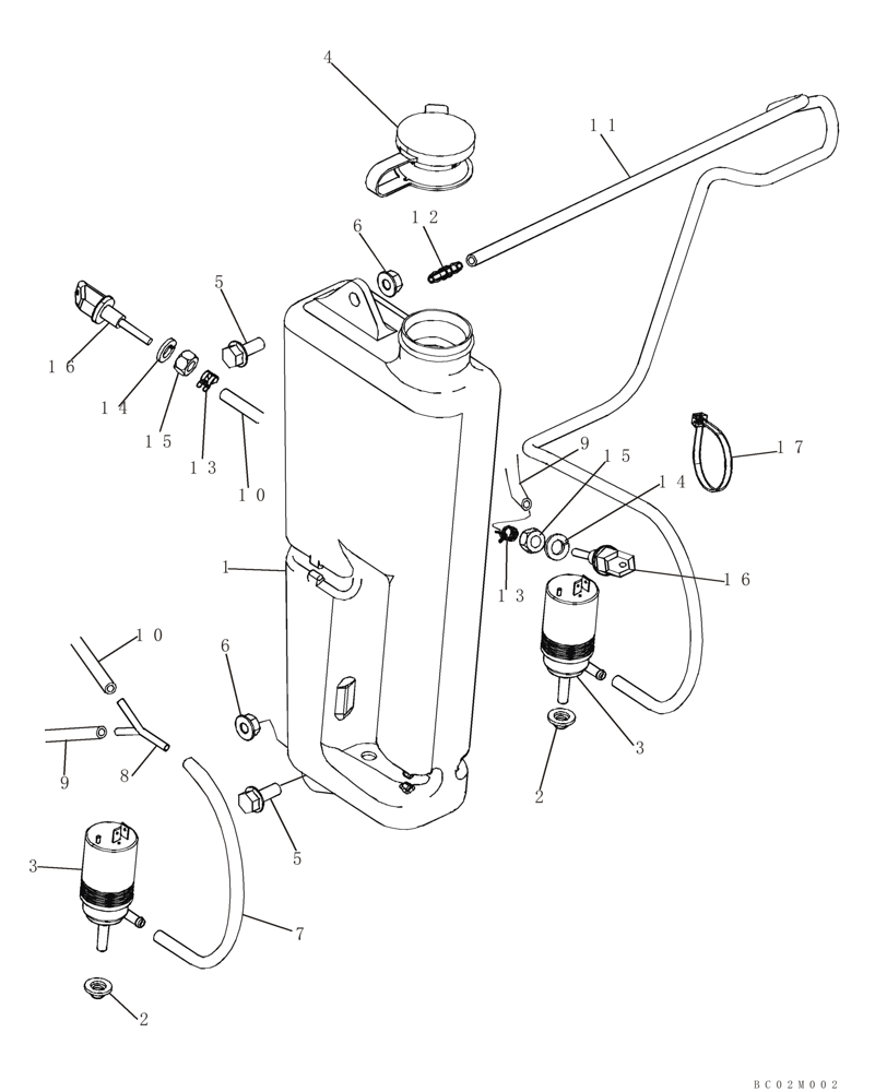 Схема запчастей Case 750K - (09-34) - CAB - WASHER, WINDSHIELD (WITH Y-FITTING, REF 8, IF USED) (09) - CHASSIS/ATTACHMENTS