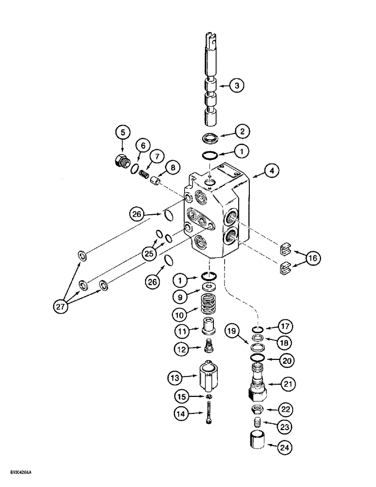 Схема запчастей Case 560 - (8-022) - ATTACHMENT CONTROL VALVE ASSEMBLY - H674409, INLET AND BLADE TILT SECTION (08) - HYDRAULICS