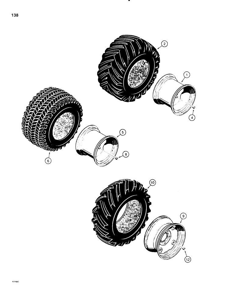 Схема запчастей Case P60 - (138) - WHEELS AND TIRES (44) - WHEELS