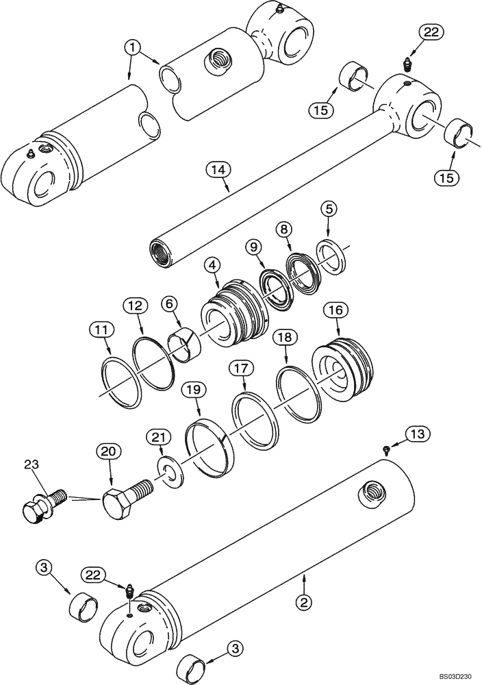 Схема запчастей Case 590SM - (08-59) - CYLINDER ASSY - BACKHOE DIPPER (08) - HYDRAULICS