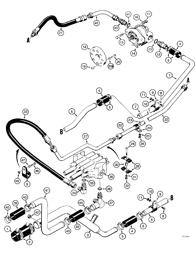Схема запчастей Case 475 - (196) - EQUIP.HYD.CIRCUIT,USED ON TRAC.SN3065401&AFTER OR ON MODELS W/WELDED ENG.SUPPORT FOR ID PG. 276 #25A (35) - HYDRAULIC SYSTEMS