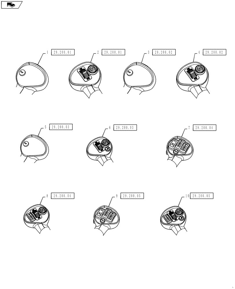 Схема запчастей Case TV380 - (55.512.CL[01]) - HANDLE GRIP PICTORIAL INDEX (55) - ELECTRICAL SYSTEMS