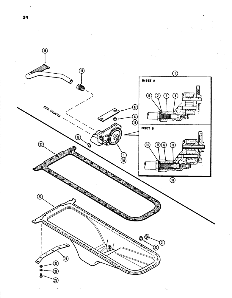 Схема запчастей Case W24B - (024) - OIL PUMP, (504BD) DIESEL ENGINE (02) - ENGINE