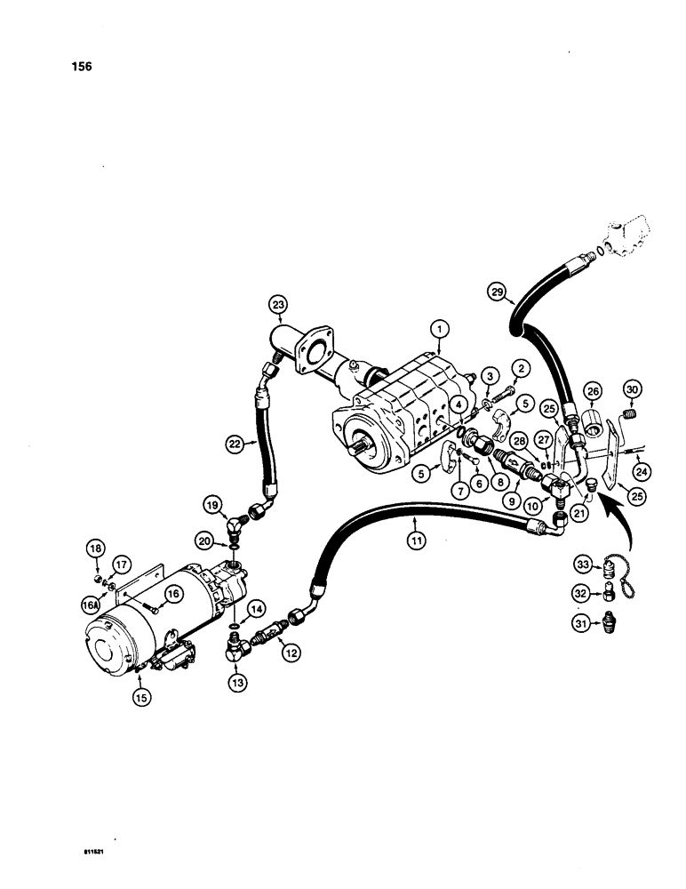 Схема запчастей Case W20 - (156) - AUXILIARY STEERING HYDRAULIC CIRCUIT, PUMP TO FLOW CONTROL VALVE (05) - STEERING