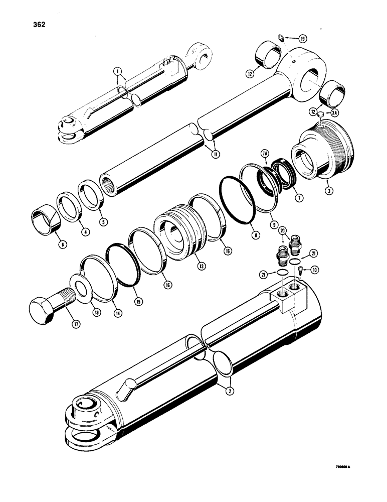 Схема запчастей Case W20B - (362) - G101564 AND G101565 LOADER CLAM CYLINDERS, WITH ONE PIECE (09) - CHASSIS/ATTACHMENTS
