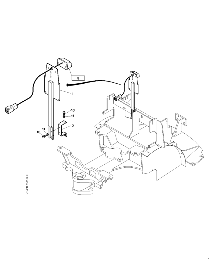 Схема запчастей Case 221D - (35.070[2988122001]) - LICENCE PLATE BRACKET INSTALLATION REAR (90) - PLATFORM, CAB, BODYWORK AND DECALS
