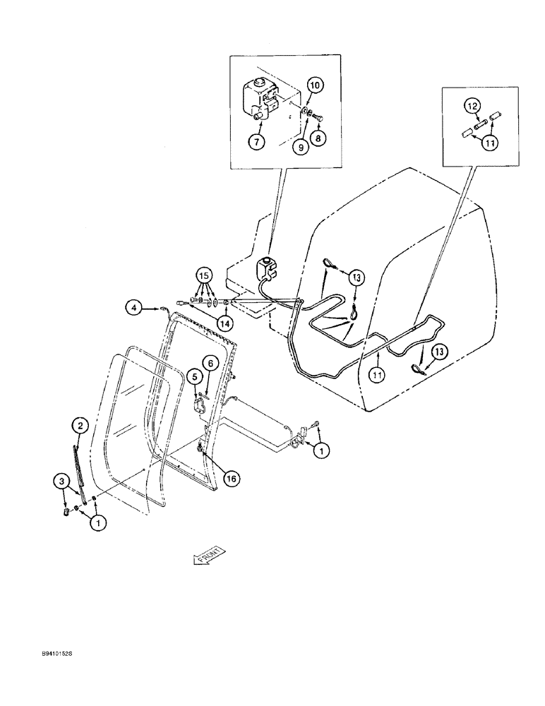 Схема запчастей Case 9045B - (4-28) - WINDSHIELD WIPER AND WASHER (04) - ELECTRICAL SYSTEMS