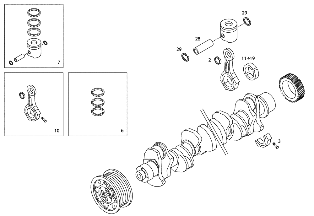 Схема запчастей Case 340 - (01A07010156[001]) - ENGINE - PISTONS (10) - ENGINE