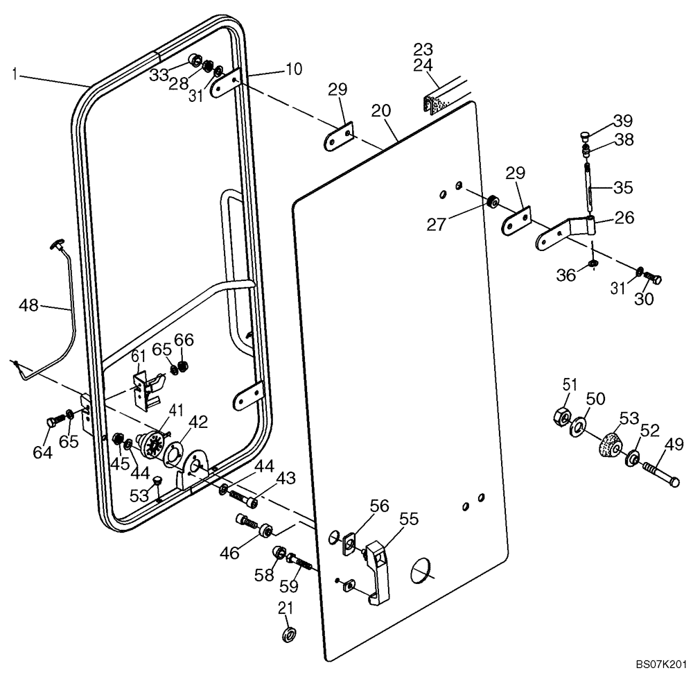 Схема запчастей Case 121E - (34.220[2989830002]) - CAB DOOR (90) - PLATFORM, CAB, BODYWORK AND DECALS