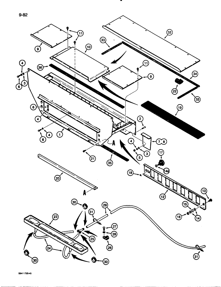 Схема запчастей Case W30 - (9-82) - CAB VENTILATION COMPARTMENT, AND AIR CONDITIONING DRAIN TUBES (09) - CHASSIS/ATTACHMENTS