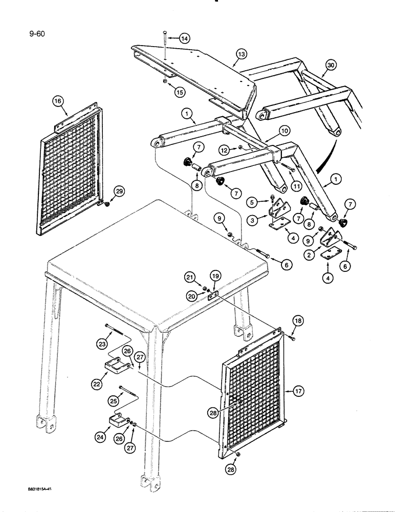 Схема запчастей Case 450C - (9-60) - CANOPY SCREENS AND BRUSH GUARD (09) - CHASSIS/ATTACHMENTS