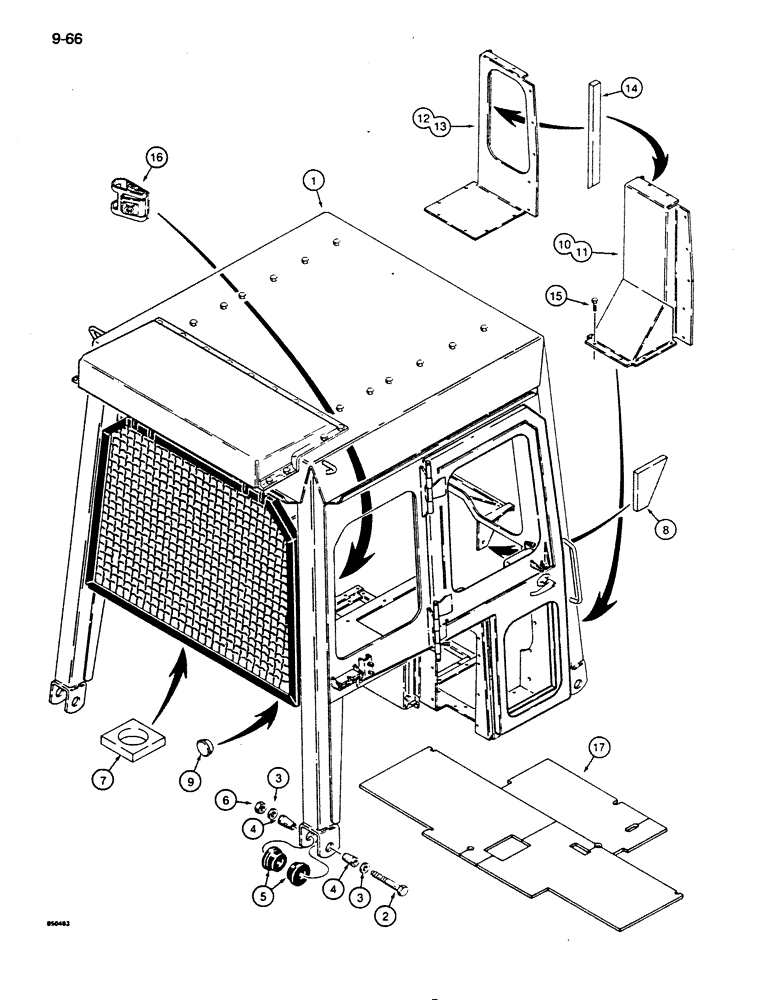 Схема запчастей Case 855D - (9-066) - CAB, MOUNTING, FRONT CLOSURE PANELS, AND FLOORMAT (09) - CHASSIS/ATTACHMENTS