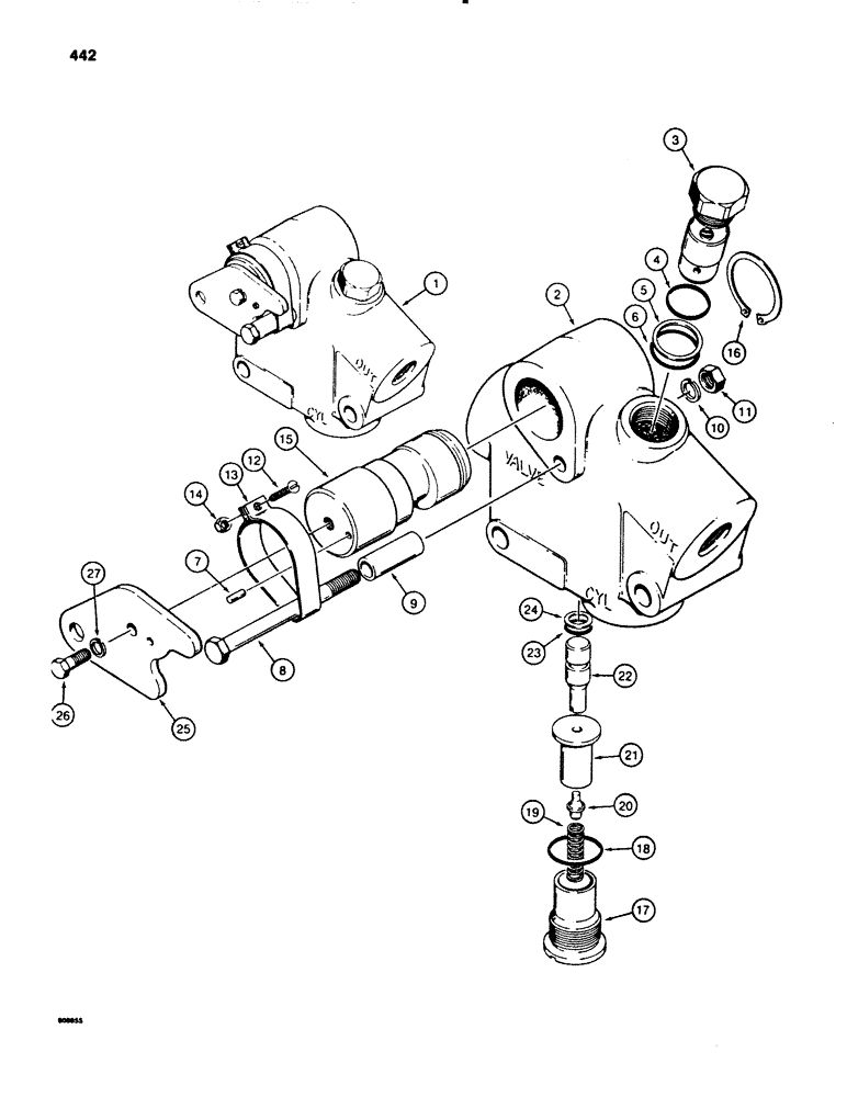 Схема запчастей Case 580SE - (442) - BOOM LOCK VALVE (08) - HYDRAULICS
