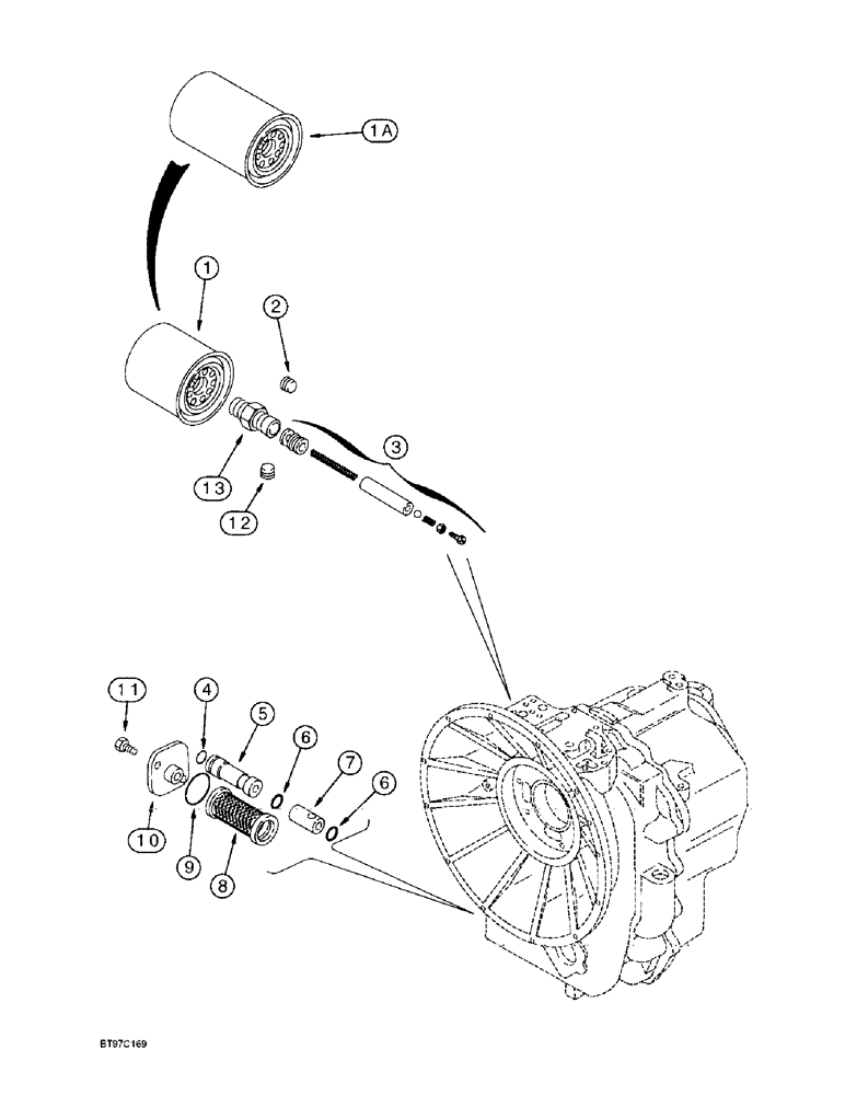 Схема запчастей Case 590L - (6-24) - TRANSMISSION ASSEMBLY, OIL FILTERS, TWO-WHEEL AND FOUR-WHEEL DRIVE (06) - POWER TRAIN
