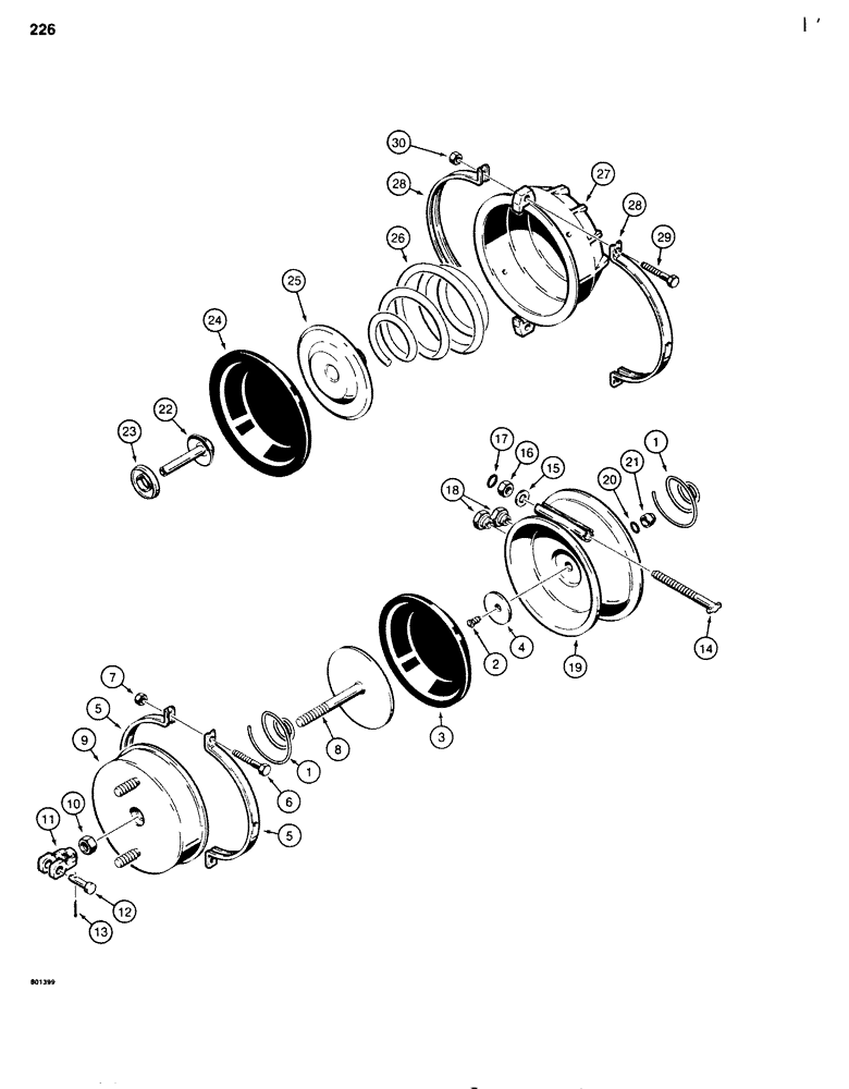 Схема запчастей Case 680G - (226) - BRAKE SYSTEM, L105169 BRAKE CHAMBER (07) - BRAKES