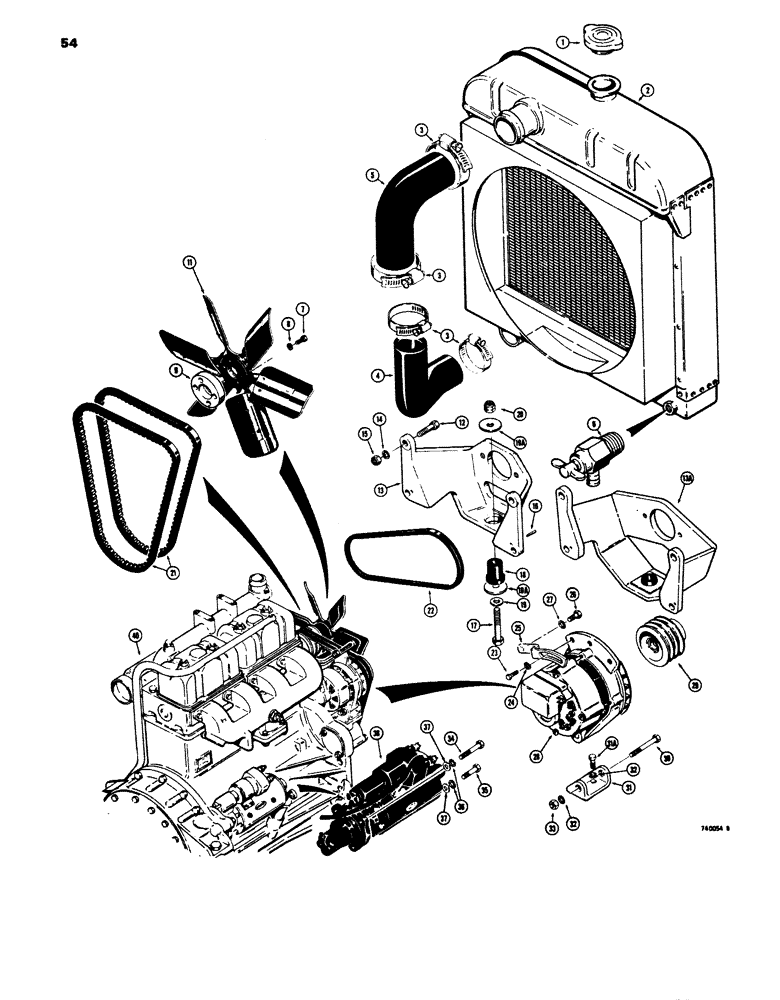 Схема запчастей Case 680E - (054) - RADIATOR, ENGINE AND RELATED PARTS (10) - ENGINE