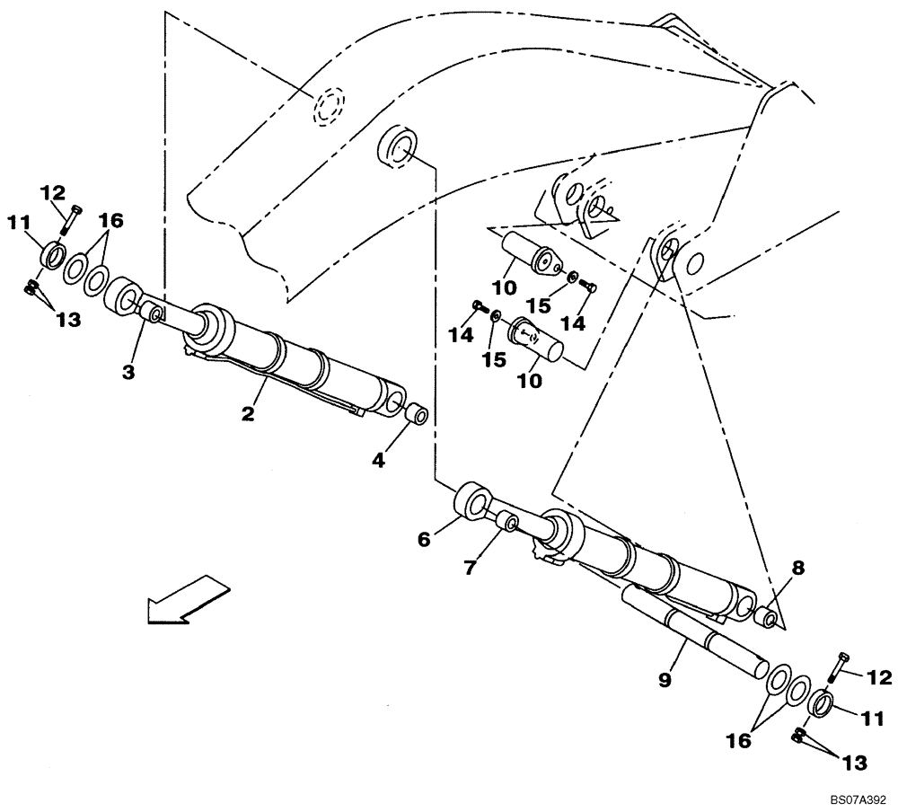 Схема запчастей Case CX470B - (09-42) - BOOM CYLINDER - MOUNTING (09) - CHASSIS