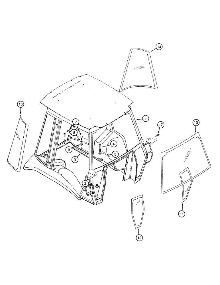 Схема запчастей Case 580SK - (9-182) - CAB (09) - CHASSIS/ATTACHMENTS
