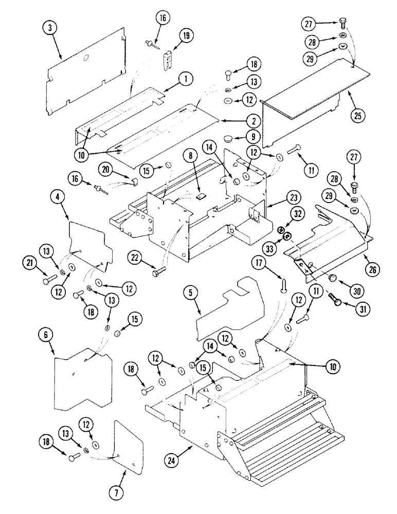 Схема запчастей Case 580SK - (9-232) - BATTERY BOX TOOL BOX AND STEPS (09) - CHASSIS/ATTACHMENTS