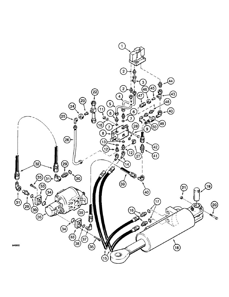 Схема запчастей Case 1187 - (202) - ROTARY CUTTER HYDRAULICS, DIRECTIONAL VALVE TO HYDRAULIC PUMP AND CUTTER ARM CYLINDER (07) - HYDRAULIC SYSTEM