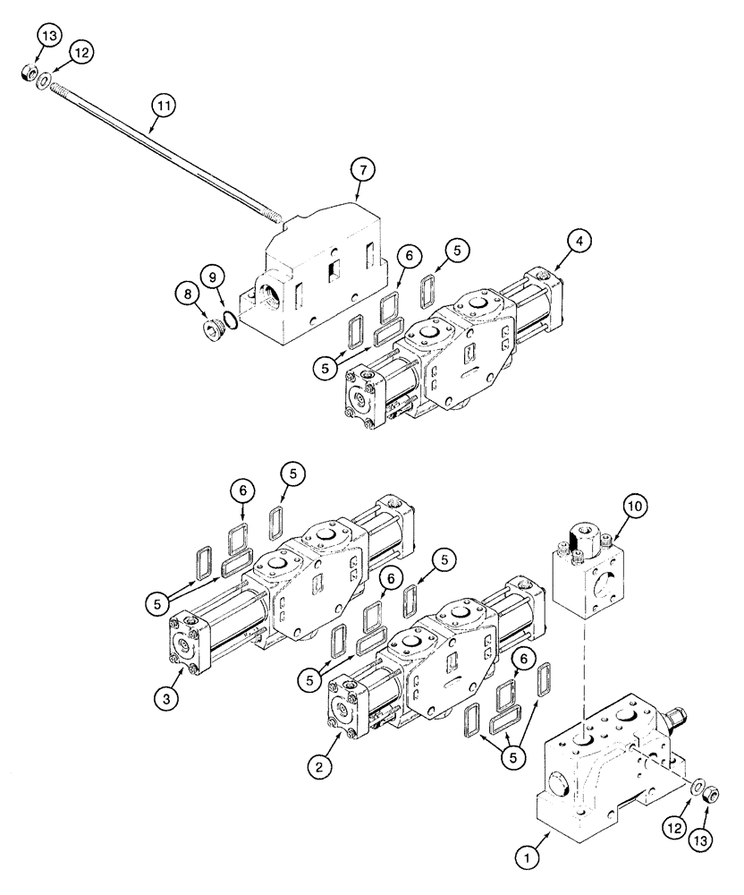 Схема запчастей Case 921B - (8-020) - LOADER CONTROL VALVE - THREE SPOOL (08) - HYDRAULICS
