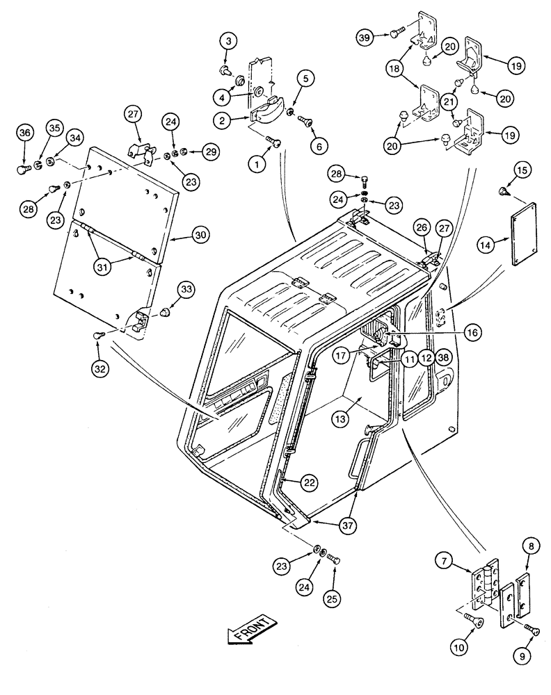 Схема запчастей Case 9040 - (9-44) - CAB VANDAL GUARDS (09) - CHASSIS
