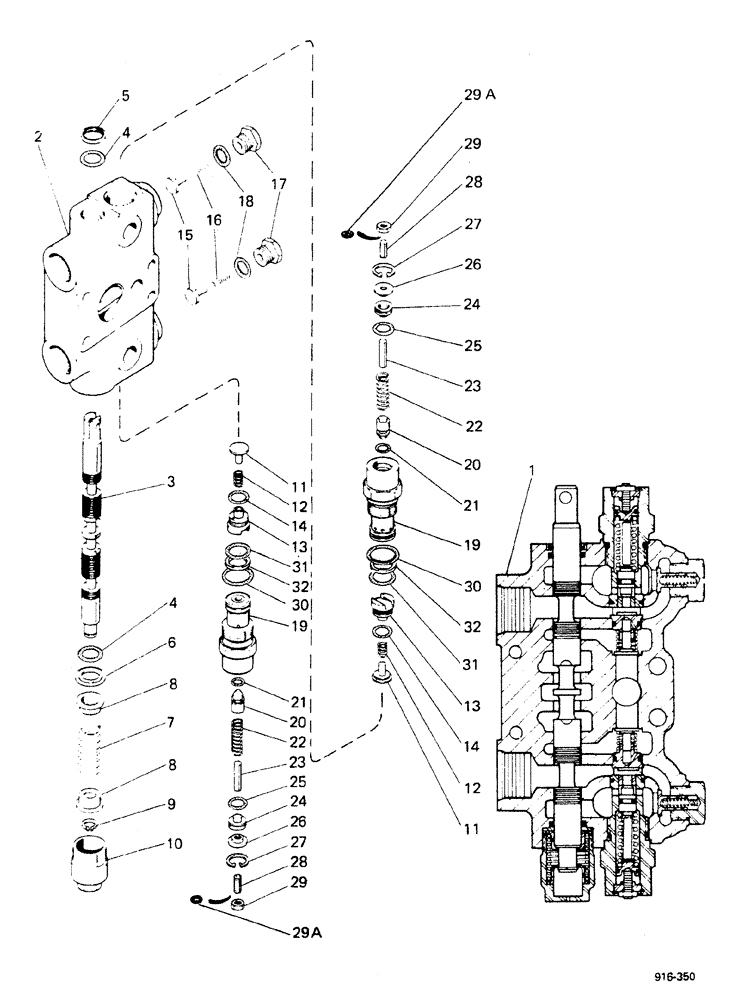 Схема запчастей Case 580F - (240) - SWING VALVE (35) - HYDRAULIC SYSTEMS